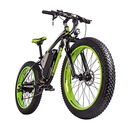 Electric Bike : Adult Electric Bicycles For Men 26" Electric Mountain Bike With 1000W Motor, Removable 48V 17Ah Battery, Professional 21 Speed Gears E Bikes 20MPH Electric Bike For Adults (Color : Green)