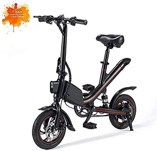 Electric Bike : Adult Electric Bike, 250W 12 inch Folding Electric Bike with 7.8 Ah Lithium Battery for Cycling Outdoor, Black, Black