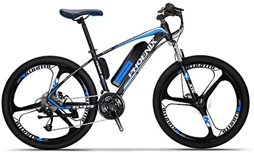 Electric Bike : Adult Electric Mountain Bike, 250W Snow Bikes, Removable 36V 10AH Lithium Battery for, 27 speed Electric Bicycle, 26 Inch Magnesium Alloy Integrated Wheels, C
