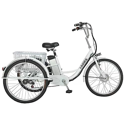 Electric Bike : Adult Electric Tricycle With 24 Inch Wheels Cruise Suspension Tricycle, Detachable 48V 12A Lithium Battery Electric Bicycle, A