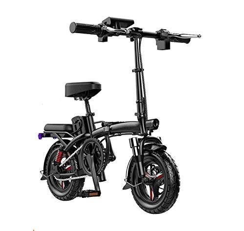 Electric Bike : Adult Small Folding Electric Bike, With Multifunctional LCD Instrument Energy Recovery System 14Inch Electric Bicycle, Support Mobile Phone Charging, 50KM