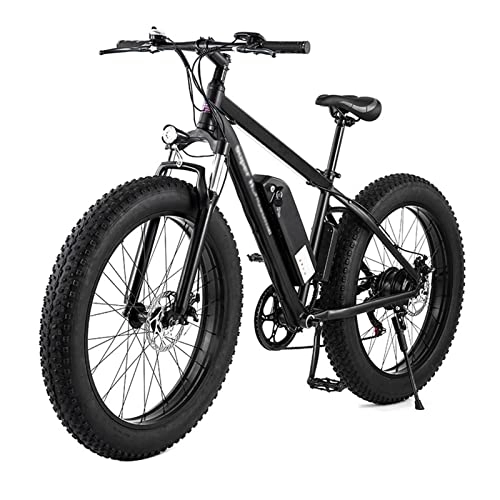 Electric Bike : Adults Electric Bike 1000W Motor Max Speed 28Mph 26"Fat Tire Electric Bicycle 48V 17Ah Lithium Battery Snow Beach E-Bike Dirt Bicycles (Color : Black)
