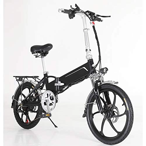 Electric Bike : Adults Folding Electric Bike, 7-Speed 350W Motor with Anti-Theft System 20'' Commute E-Bicycle Hidden Removable Battery Dual Disc Brakes Unisex, Black, 8AH