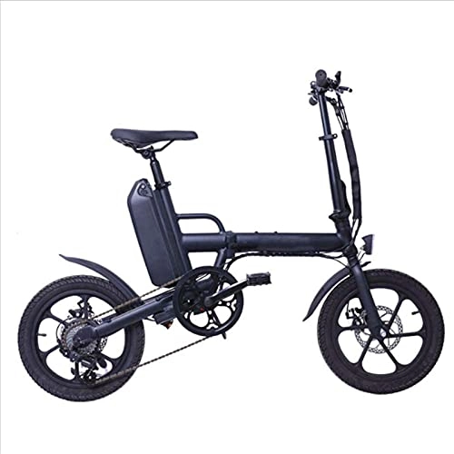 Electric Bike : Adults Folding Electric Bike, Mini Electric Bicycle with 36V 13AH Lithium Battery Boosts Electric Bicycles 6-Speed Shift Double Disc Brake Unisex (Color : Black)