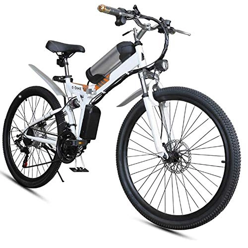 Electric Bike : AGWa Electric Bike 26 Inches Folding Fat Tire Snow Bike 12Ah Li-Battery 21 Speed Beach Cruiser Mountain E-Bike with Rear Seat