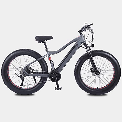 Electric Bike : AHIN 26'' Electric Bike, Electric Bicycle, E-Bike, Brushless Motor, Mechanical Disc Brake, 27-Speed Transmission, Can Monitor Riding Data, with Rechargeable Taillights, Gray