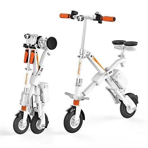 Electric Bike : Airwheel E6 Foldable Electric Bicycle Durable Modular Battery Design Interaction Between E6 And Phone Via The App White-996 * 870 * 592 (mm)