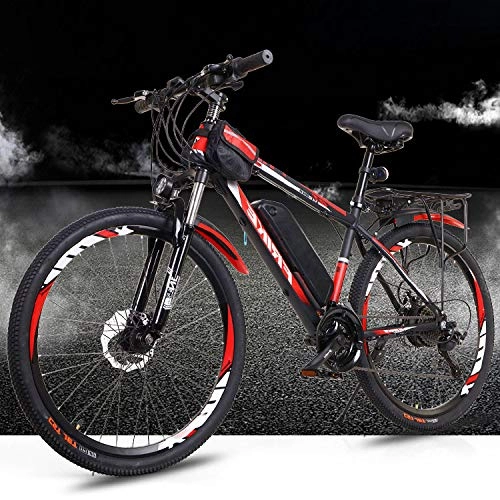 Electric Bike : AKEFG Hybrid mountain bike, adult electric bicycle detachable lithium ion battery (36V10Ah) 27 speed 5 speed assist system, 26 inch