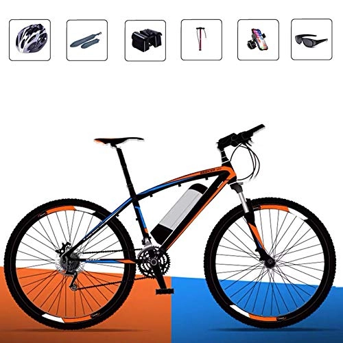 Electric Bike : AKEFG Hybrid mountain bike, Electric Bike, adult electric bicycle detachable lithium ion battery (36V 8Ah) 26 inch for Commuter Travel, Orange