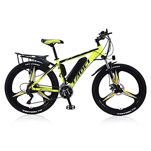 Electric Bike : AKEZ 26" Electric Mountain Bike for Adult, Mountain E-Bike for Men, Electric Hybrid Bicycle All Terrain, 36V Removable Lithium Battery Road Ebike for Cycling Outdoor (yellow)