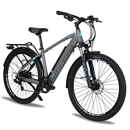 Electric Bike : AKEZ 27.5'' Electric Bikes for Adults, E-bikes for Men Women 36V 12.5Ah Electric Mountain Bikes, Electric City Dirt Bike with BAFANG Motor and Shimano 7 Speed Gear (grey)