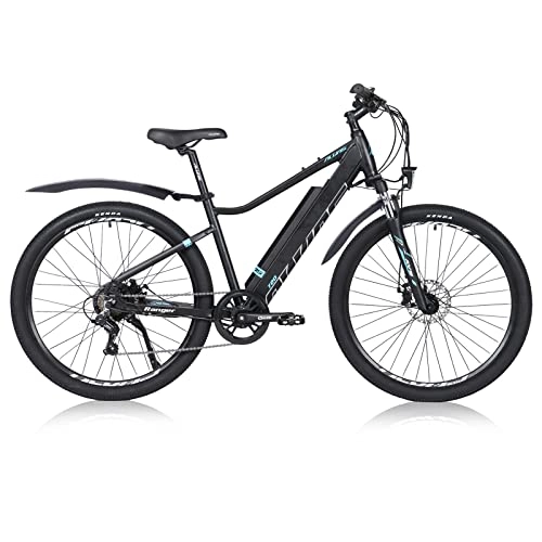 Electric Bike : AKEZ Electric Bike for Adults Men, 27.5’’ Waterproof Electric Mountain Bike, 250W 12.5Ah Removable Lithium-Ion Battery E-bike for Men with BAFANG Motor and Shimano 7 Speed Gear (black)
