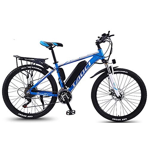 Electric Bike : AKT 26 Inch E-Bike Electric Mountain Bicycle 21 Shifter Speed 36V 13A Lithium Battery / Power 350W / Mileage: 50-90KM for City Commuting, Blue-T2