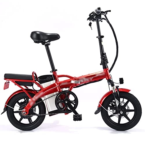Electric Bike : ALFUSA Folding Electric Bicycles, Electric Bicycles, Driving Takeaway Battery Cars, Variable Speed Shock Absorber Mountain Bikes (red 12A)