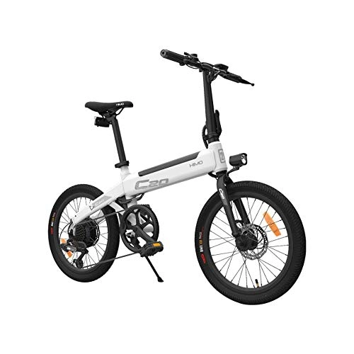 Electric Bike : Alician Electronic For HIMO C20 Electric Bike Foldable Bicycle Variable Speed City E-bike Powerful Motor 20inch Frame 10Ah Battery Max 25Km / h 100kg Load white