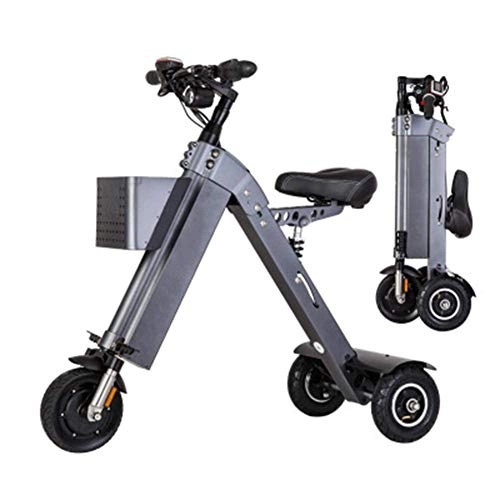 Electric Bike : Aluminum Alloy Electric Bicycle / foldable Portable Smart Mini Electric Tricycle Solid Mechanical Triangle Design Structu. JIAJIAFUDR (Color : Gray)