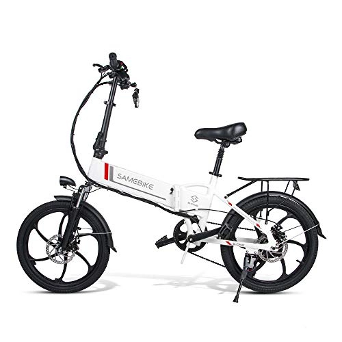 Electric Bike : Aluminum Alloy Foldable Electric Bicycle 48V 8Ah Intelligent LCD Display Remote Control Anti-theft Alarm Bike@White