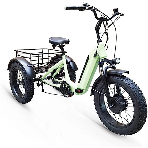 Electric Bike : Aluminum Alloy Folding Electric Tricycle, 20-Inch Snow Fat Tire Variable Speed Power-Assisted Pedal Electric Tricycle, Folding Electric Bicycle, A