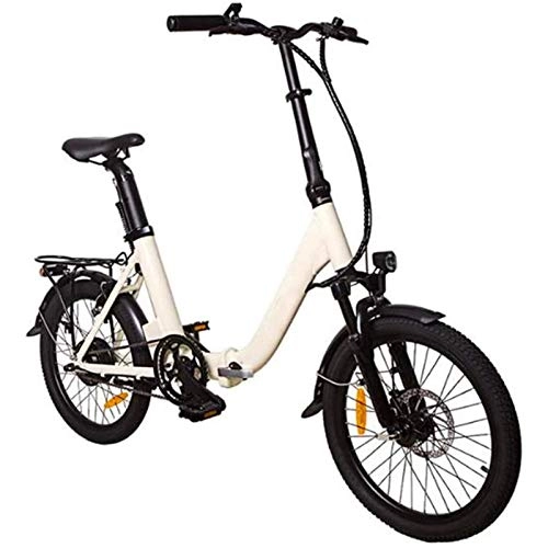 Electric Bike : Amantiy Electric Mountain Bike, Folding Electric Bike 16'' 36V 250W Aluminum Electric Bicycle for Outdoor Cycling Travel Work Out Load Capacity 110 Kg Electric Powerful Bicycle (Color : White)