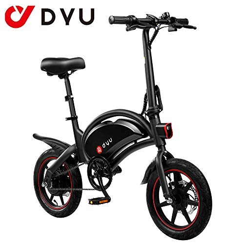 Electric Bike : AmazeFan DYU D3F Folding Electric Bike, Smart Mountain Bike for Adults, 240W Aluminum Alloy Bicycle Removable 36V / 10Ah Lithium-Ion Battery with 3 Riding Modes (Black)