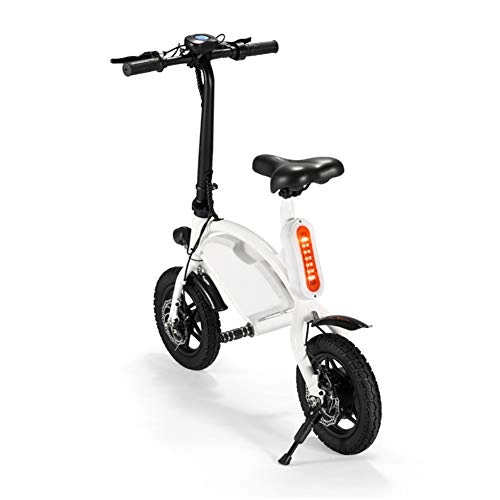 Electric Bike : Ambm Folding Portable Electric Bicycle Lithium Battery Moped, White