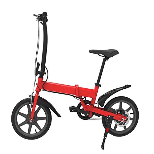 Electric Bike : Ambm Mini Folding Electric Bicycle Portable Moped, Red