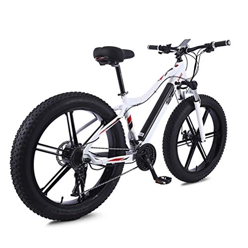 Electric Bike : AMGJ Electric Bike, with LCD Display 3 Modes Motor 350W, 36V 10Ah Rechargeable Lithium Battery Seat Adjustable 26 Inch Electric Bike Sports Outdoor Travel Work, white B, center