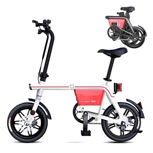 Electric Bike : AMINSHAP Aluminum Folding Electric Bikes, for Adults 48V8a E Bike for Adults Women E-Bike Disc Brakes Electric Bicycles Portable And Easy To Store, Red
