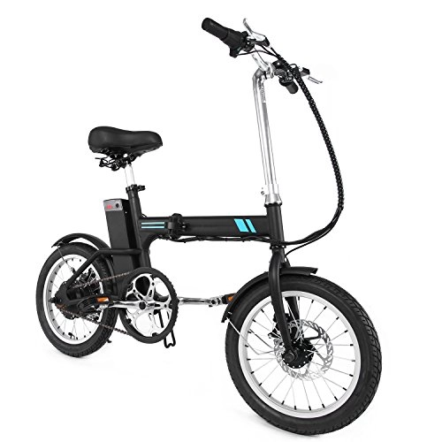 Electric Bike : ANCHEER 16" Electric Bicycle / Commute Ebike for Adults, Folding Electric Bike with 300W Motor, 72V 8Ah Battery, Professional 7 Speed Transmission Gear