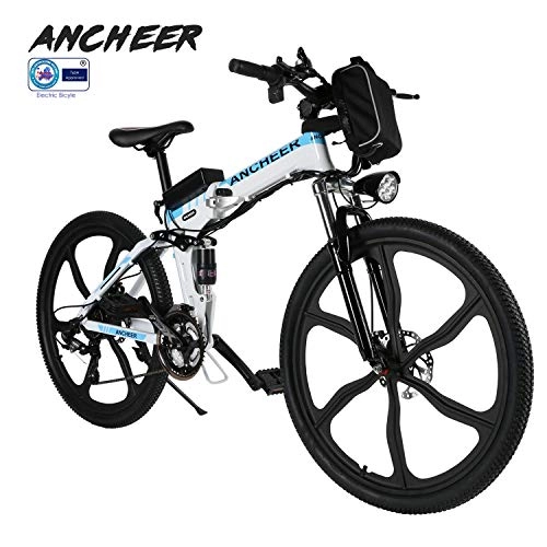 Electric Bike : ANCHEER 20 / 26 / 27.5" Electric Bike for Adults, Electric Bicycle / Commute Ebike with 250W Motor, 36V 8 / 10Ah Battery, Professional 7 / 21 Speed Transmission Gears (26" 8ah Rambler white)