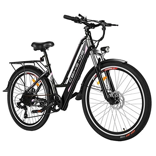 Electric Bike : ANCHEER 26" Electric Bike, 250W City E-bike Cruiser with Removable 36V 8A Battery, Dual Disc Brakes, Electric Trekking Bike with Back Seat for Touring, One Year Warranty