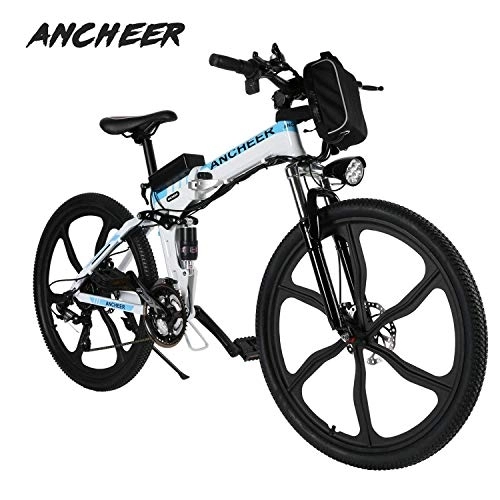 Electric Bike : ANCHEER Elektrofahrrad Faltbares Mountainbike, 26 Zoll Reifen Elektrisches Fahrrad Ebike mit 250W bürstenlosem Motor und 36V 8Ah Lithium-Batterie 21 Gang