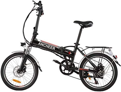 Electric Bike : ANCHEER Folding Electric Bike for Adults, 20" Electric Bicycle / Commute Ebike with 250W Motor, 36V 8Ah Battery, Professional 7 Speed Transmission Gears (Black)