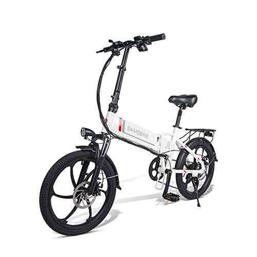 Electric Bike : ANCHEER SAMEBIKE Folding Electric Bike with Removable 8AH Lithium Battery, Aluminum / Carbon Steel EBike with 20 inch Wheels and 350W Hub Motor