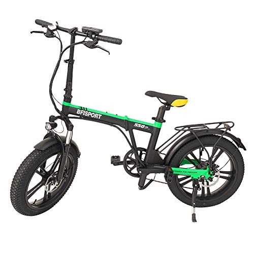 Electric Bike : Ankishi 20" Folding Electric Bikes for Adults, Electric Bicycle Up to 25km / h, E Bikes with 250W Motor, 36V / 6.4A Battery, Headlights, Snow Fat Tire, Aluminum Alloy Electric Bicycle for Men / Women