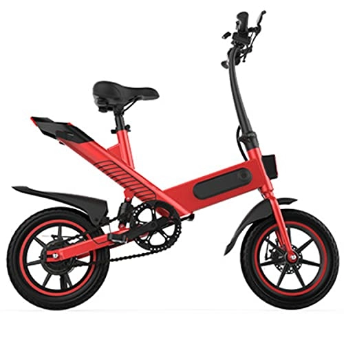 Electric Bike : Ansla Electric Bicycle, 14" Electric Bike with Folding Pedals, 36V / 10.4Ah Rechargeable Li-ion Battery, 3 Riding Modes (Red)
