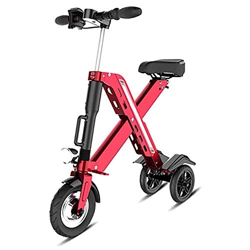 Electric Bike : AOLI Folding Electric Bicycle, Aluminum Alloy Frame Two-Wheel Mini Pedal Electric Car Maximum Speed 25 Km / H Adult Mini Electric Car, for Outdoors Adventure, Red