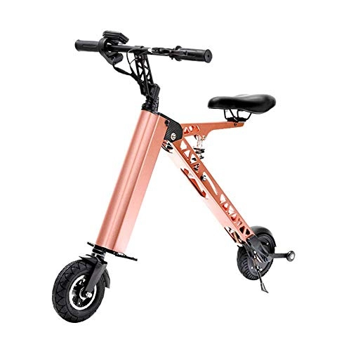 Electric Bike : AOLI Folding Electric Bike, Small Generation Driving Battery Electric Car Two-Wheel Mini Pedal Electric Car Portable Folding Bicycle Battery, for Men and Women, Pink