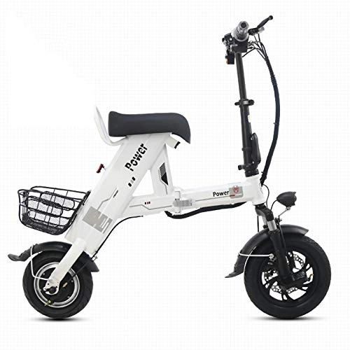 Electric Bike : AORISSE Electric Bicycle, 500W Motor Foldable Portable Single Electric Scooter, Adult Commuter Electric Bicycle with LCD Display, Maximum Speed 30 Km / H, White, 384Wh 48V 8AH
