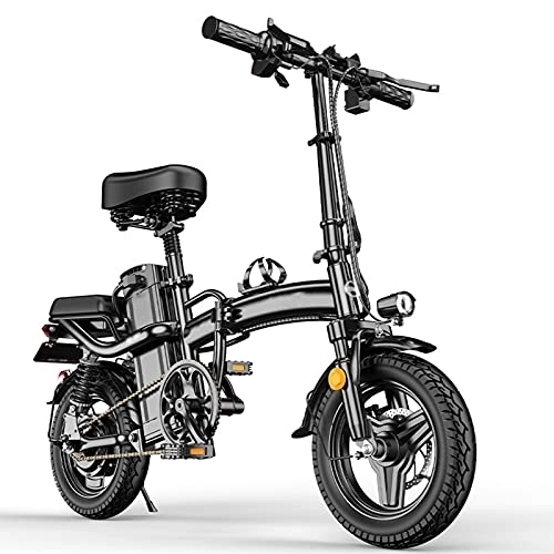 Electric Bike : AORISSE Electric Bike 14 Inch Adult Electric Bicycle 400W Motor City Commuter Folding E-Bike Pedal Assist Bicycle with 48V Removable Lithium Battery, Black, 48V10Ah