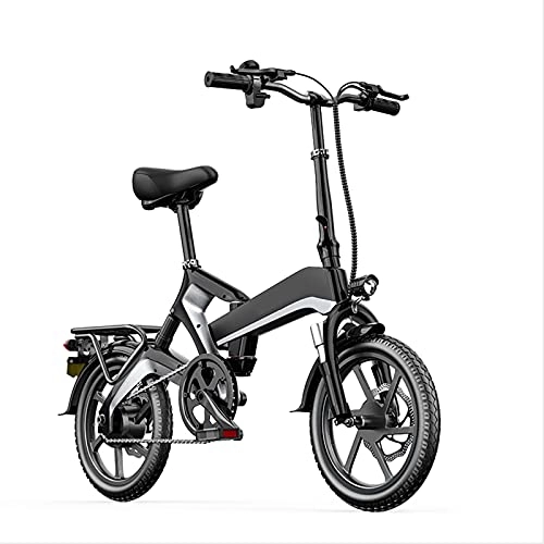 Electric Bike : AORISSE Electric Bike, 500W Motor 16 Inch Foldable E-Bike Hydraulic Shock Absorber Magnesium Alloy Adult Commuter Electric Bike with 48V Removable Lithium Battery, Black