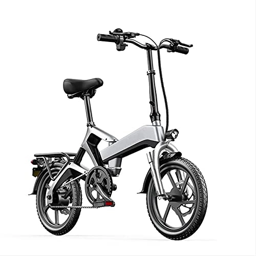 Electric Bike : AORISSE Electric Bike, 500W Motor 16 Inch Foldable E-Bike Hydraulic Shock Absorber Magnesium Alloy Adult Commuter Electric Bike with 48V Removable Lithium Battery, Silver
