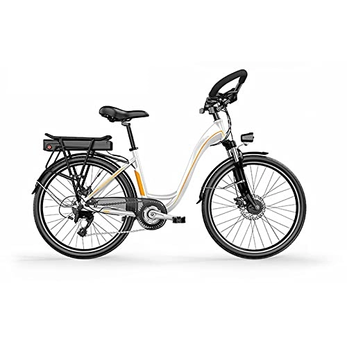 Electric Bike : AORISSE Electric Bike 7 Speed 26" Adult City Commuter Ebike 400W Motor Double Disc Brake Butterfly Handle Student Lady Leisure Electric Bicycle with 36V 10AH Removable Lithium Battery, White