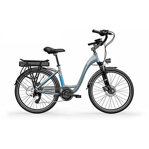 Electric Bike : AORISSE Electric Bike 7 Speed 26" Adult City Commuter Ebike 400W Motor Double Disc Brake Swallow Handle Student Lady Leisure Electric Bicycle with 36V 10AH Removable Lithium Battery, Blue