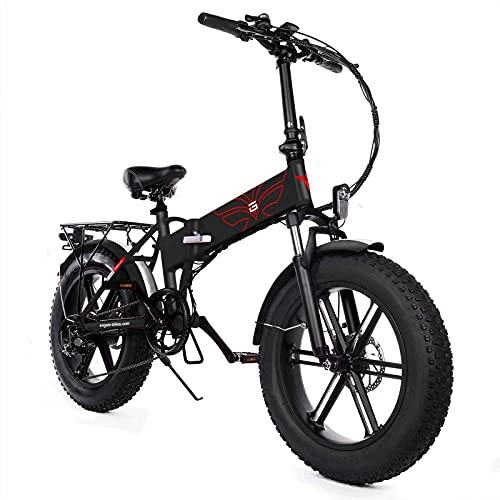 Electric Bike : AORISSE Electric Bike, 7-Speed 500W Motor Fat Tire Mountain Ebike 20-Inch Foldable Adult Commuter Electric Bicycle with 48V 12.5AH Removable Lithium Battery, Black