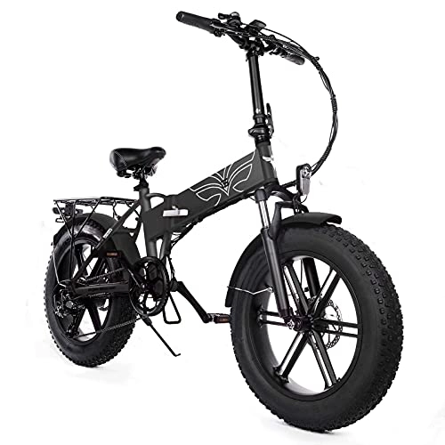 Electric Bike : AORISSE Electric Bike, 7-Speed 500W Motor Fat Tire Mountain Ebike 20-Inch Foldable Adult Commuter Electric Bicycle with 48V 12.5AH Removable Lithium Battery, Gray