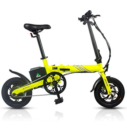 Electric Bike : Archer 3 Wheels Electric Bike Aluminum Folding 250W Powerful Motor 14 Kg Electric Bicycle 20 Km / H Maximum Fast Charge Multiple Riding Modes Led Display, Yellow, 12inch