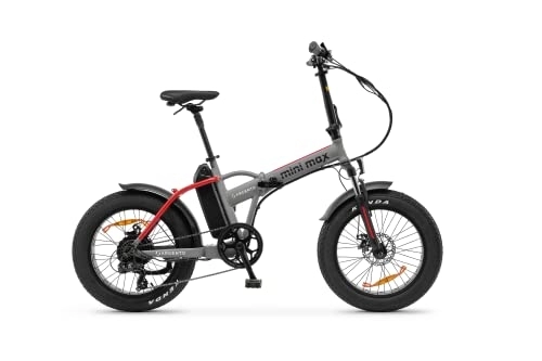 Electric Bike : Argento Mini Max 250W Motor 375WH Battery Folding Electric Bike 20 Inch Wheel Size Grey / Red