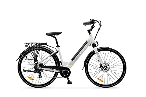 Electric Bike : Argento Omega E-Bike, 250W Motor, Disc Brakes, 374Wh Battery, Up to 70km, LCD Screen, 7-speed Shimano Gearbox, White