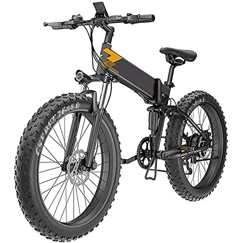 Electric Bike : Art Jian Adult Foldable Fat Tire Electric Bike, with 48V 10AH Lithium Battery 26 in Electric Mountain Bicycle 400W / 7-Speed Off-Road Variable Speed Battery Car